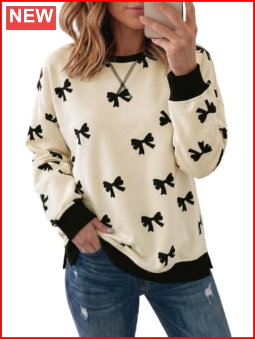 Womens Printed Crew Neck Sweatshirt Casual Long Sleeve Pullover